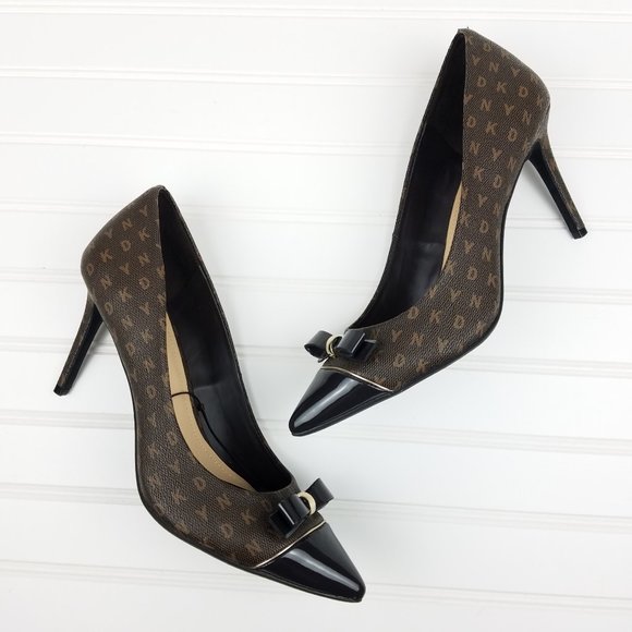 Dkny Shoes - DKNY Monogram Bow Detail Heels